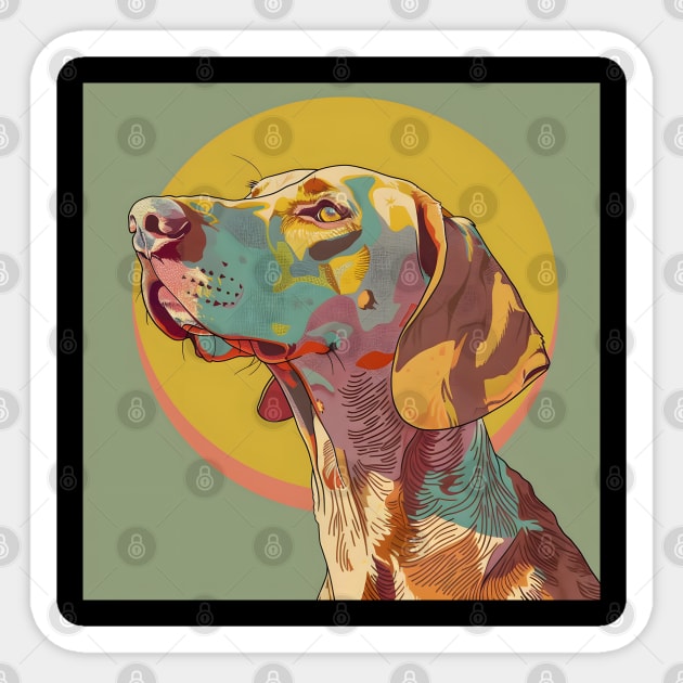 Retro Vizsla: Pastel Pup Revival Sticker by NatashaCuteShop
